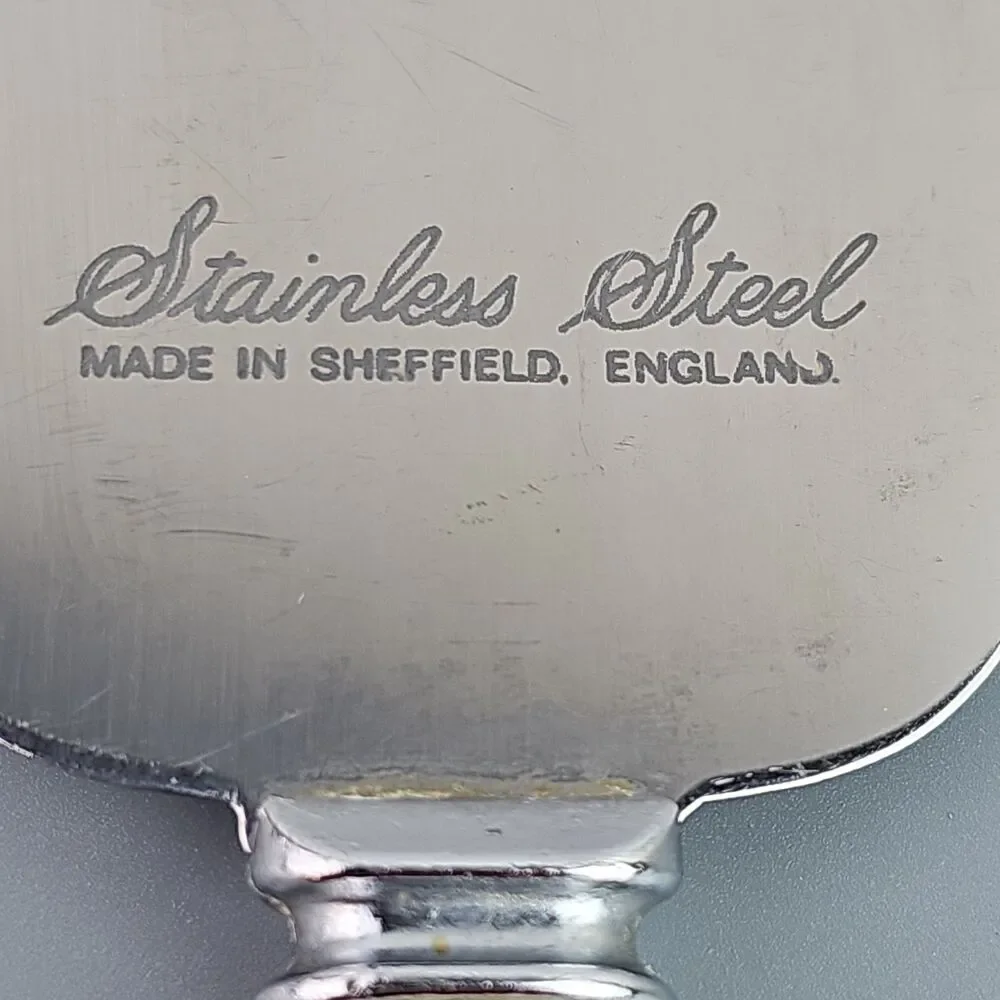 Vintage Wedding Cake Server Sheffield England Pearlized Handle Stainless Steel